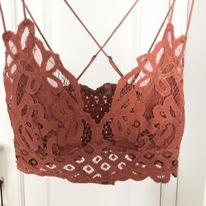 Free People One Bralette Lace Rust Cross Back GUC